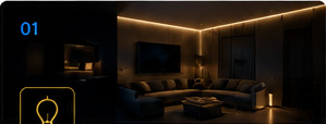 Luxury living room with integrated scene lighting