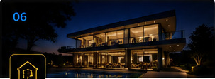 Bespoke luxury smart home exterior at night